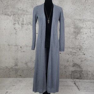 WHBM Sheer Ribbed Long Open Front Cardigan Small